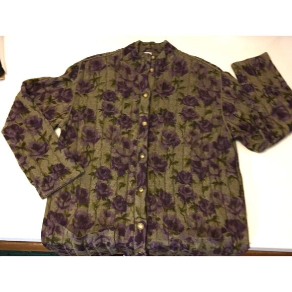 Vintage 80s Ungaro Italian Knit Button Front Cardigan Beautiful Floral Roses (2) - Picture 9 of 16